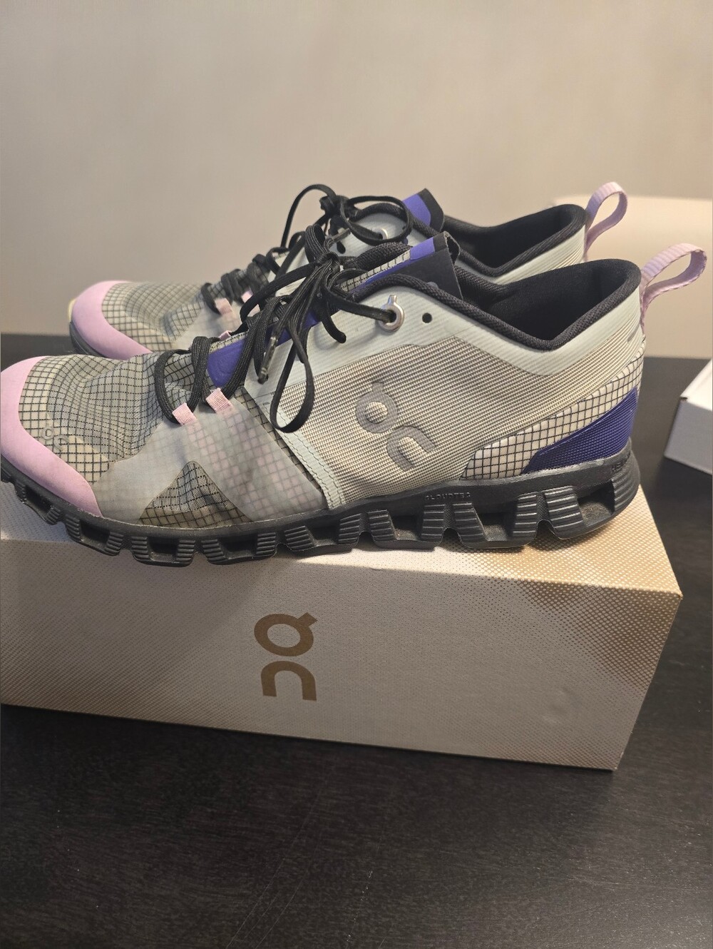 On Running Women's Grey Purple Pink Trail Sneakers